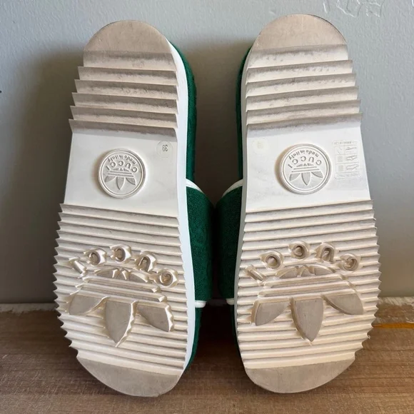 Gucci x Adidas Terry Cloth Trefoil GG Monogram Platform Sandals — Size 39 - Picture 7 of 8